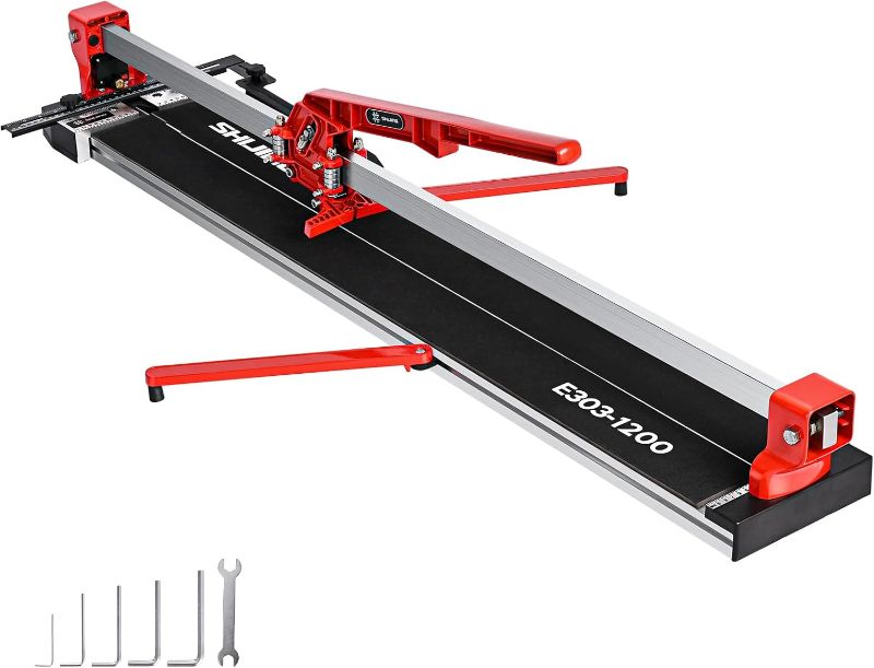 Photo 1 of SHIJING 48-inch Manual Tile Cutter with Laser Cutting Guide Porcelain Tile Cutter with Split Platen,Double Aluminum Base,Tungsten Carbide Cutting Wheel