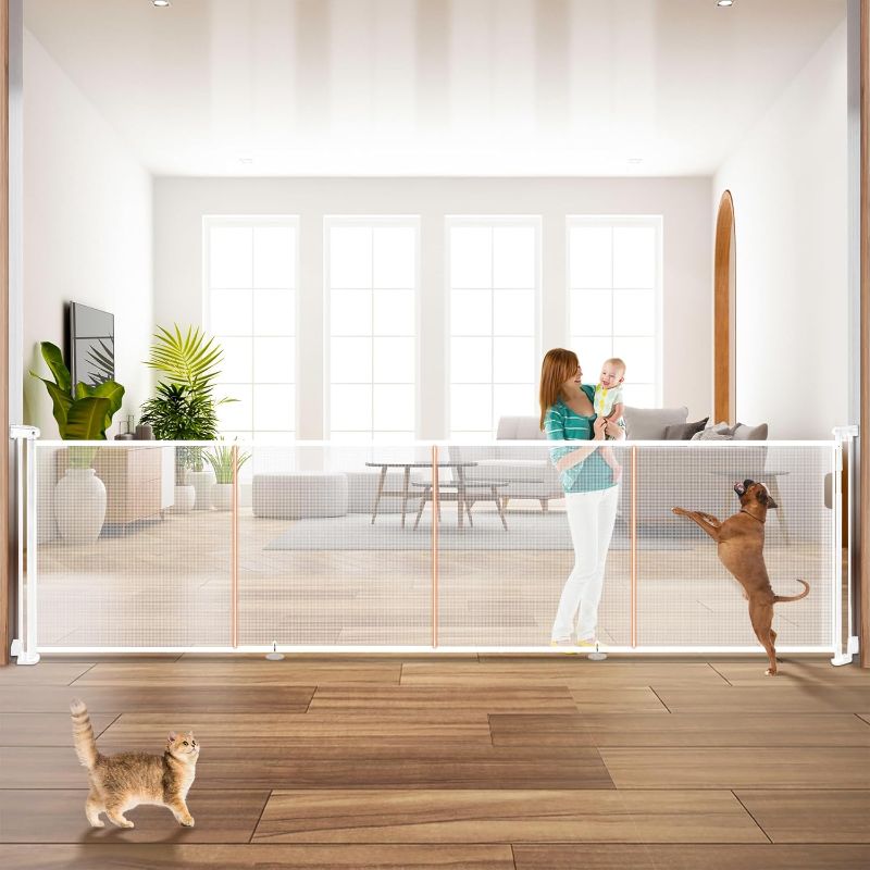 Photo 1 of 160" Retractable Baby Gates, 42" Extra Tall Upgraded Child Safety Gate with Reinforced Strip Design, Prevent from Crawling Underneath, Extra Wide Dog Gate Baby Gates for Stairs Doorways Indoor Outdoor