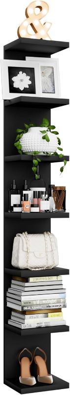 Photo 1 of 7 Tier Wall Shelf Unit, Floating Shelves for Storage Home Display, Versatile Lack Wall Shelves for Bedroom,Living Room,Office Decor, Tall Long Shelf for Book,Shoe,Vanity, Purse and TV Black