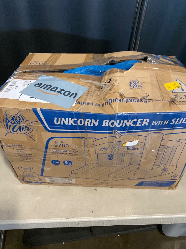 Photo 1 of Action Air Bounce House, Princess Inflatable Bounce House with Blower, Pink Bouncy House for Girls, Flying Unicorn Theme Bouncy Castle, Durable Sewn and Extra Thick, Love for Kids
