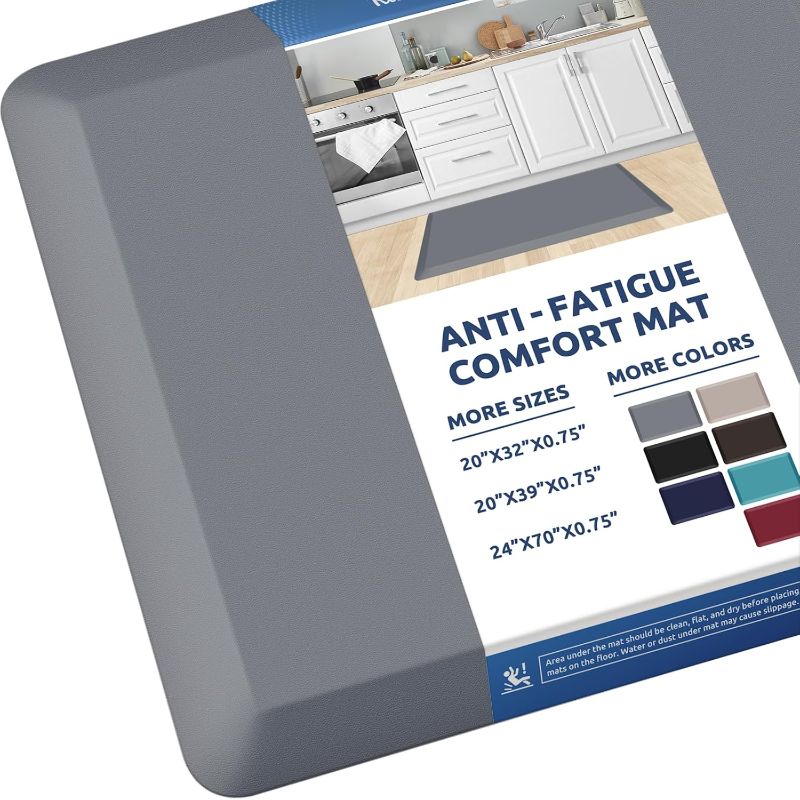 Photo 1 of KitchenClouds Kitchen Mat Cushioned Anti Fatigue Rug 20"x32" Waterproof, Non Slip, Standing and Comfort Desk/Floor Mats for House Sink Office (Grey)