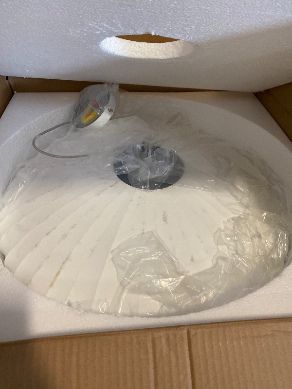 Photo 1 of 23.6 Inch Large White Silk Saucer Pendant Light Fixture Modern Hanging Lamp for Living Room, Bedroom, Dining Room, White Ceiling Decor Chandeliers for Dining Room Restaurant