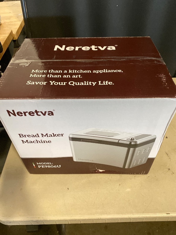 Photo 1 of Neretva Bread Maker, 3.3LB Larger Bread Machine 15-in-1 Stainless Steel & Nonstick Ceramic Pan & Auto Nut Dispenser Breadmaker Machines Full Touch Panel with Gluten Free White Wheat Rye French Pizza