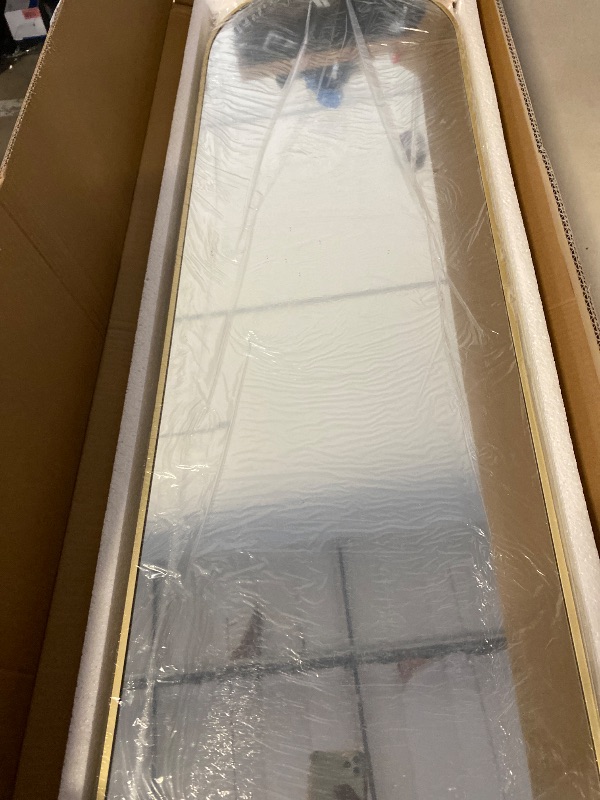 Photo 1 of Full Length Mirror Over The Door, 14"x 48" Arched Vertical Wall Mirror for Full Body, Hanging Door Mirror, Gold
