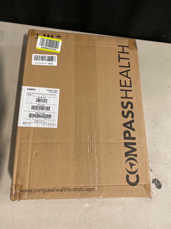 Photo 1 of Carex Toilet Seat Riser, Elongated Raised Toilet Seat Adds 3.5 inches to Toilet Height, for Assistance Bending or Sitting, 300 Pound Weight Capacity Toilet Riser