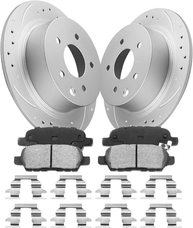 Photo 1 of Anpulsero Rear Brake Pads and Rotors Kit Compatible with 2007-2019 Nissan Sentra, 2002-2023 Nissan Altima (2019-2023 with Manual Parking Brake) - Rear Brake Rotors 291.5mm(11.5in) - Geomet Coated