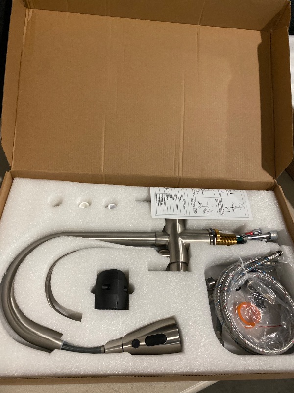 Photo 1 of Kitchen Sink Faucet with Pull - Down Sprayer, 2 - Handle 3 - in - 1 Kitchen Sink Filter Faucet, Cold and Hot Mixer Drinking Water Faucet (Brushed Nickel-02)