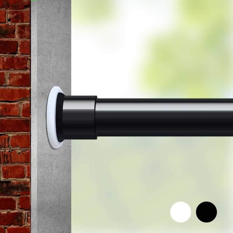 Photo 1 of Room Divider Tension Curtain Rod For Windows 121 to 161 Inch,Extra Long Tension Rods Outdoor Curtain Rod, Adjustable Spring Window Tension Rod Pressure Extendable Curtain Rod,Black