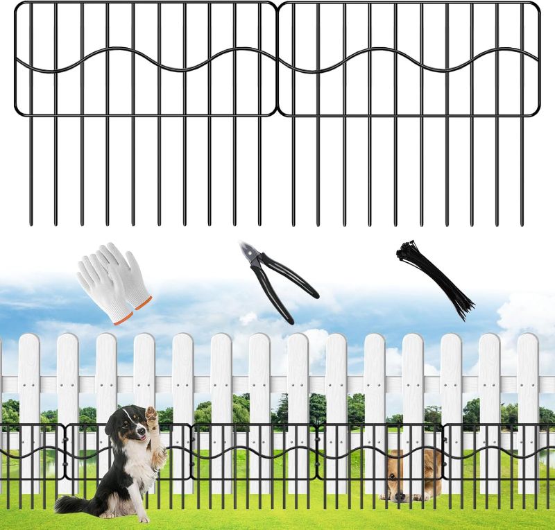 Photo 1 of 40ft(L) x 13in(H) Garden Animal Barrier Fence, 28panels No Dig Fences, Small Dog Fence Barrier, Animal Barrier Rabbit Fencing Rustproof Metal Decorative Border for Outdoor Garden