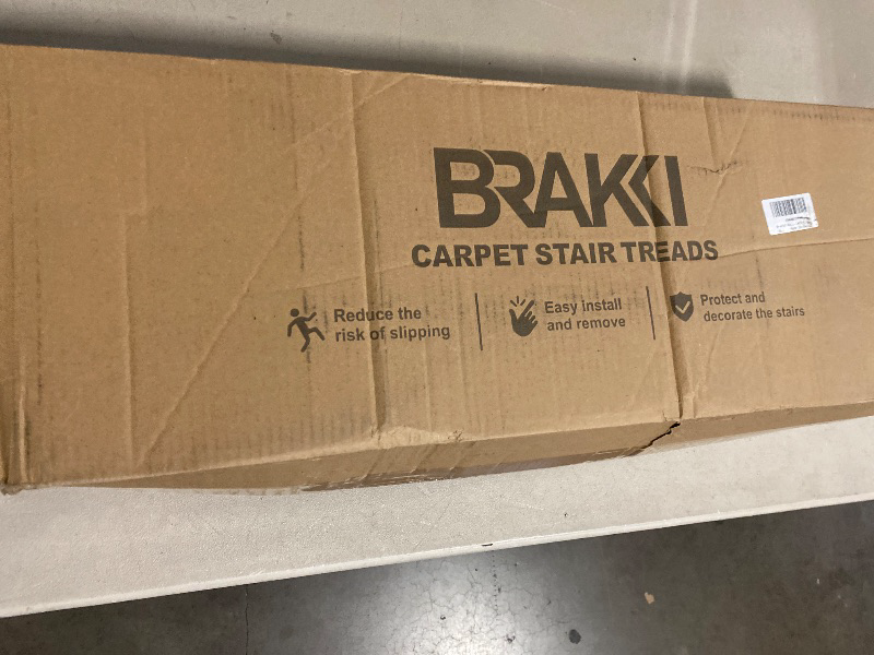 Photo 1 of Bullnose Carpet Stair Treads, Non Slip Landing Mat for Wooden Steps Indoor, Soft Stair Rugs for Pets, Indoor Doormat for Kitchen Bathroom, Washable, 30"x30" 1pc, Black and Grey