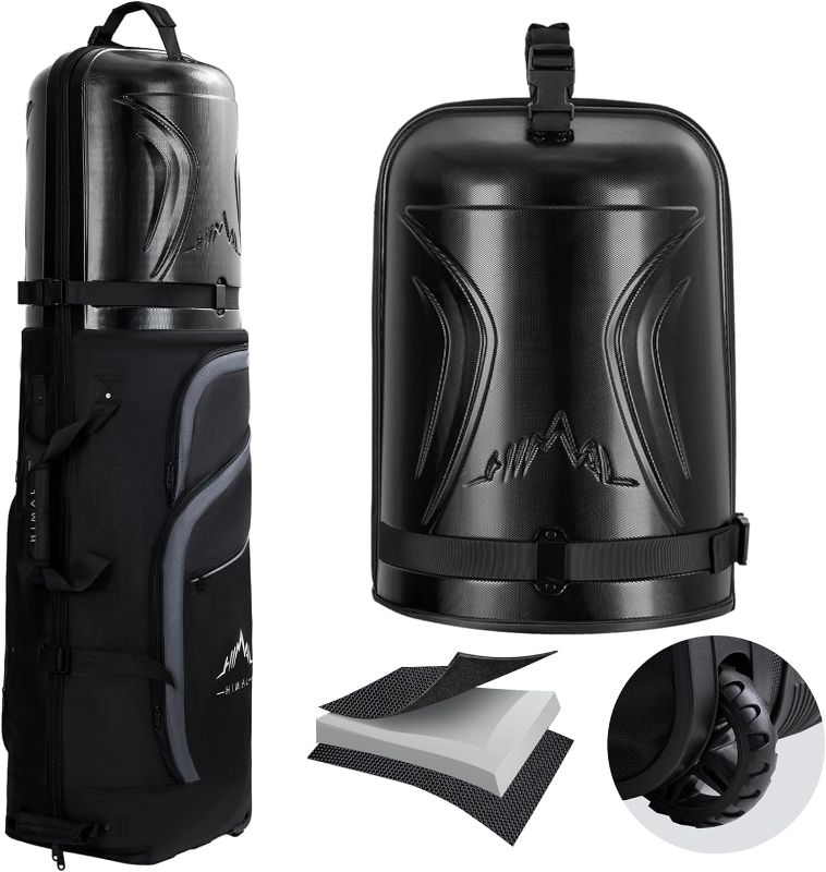 Photo 1 of Golf Travel Bag with PC Hard Case Top, 1680D Heavy Duty Oxford Fabric Golf clubs Travel Bags for Airlines with Wheels, Wear-Resistant, Foldable