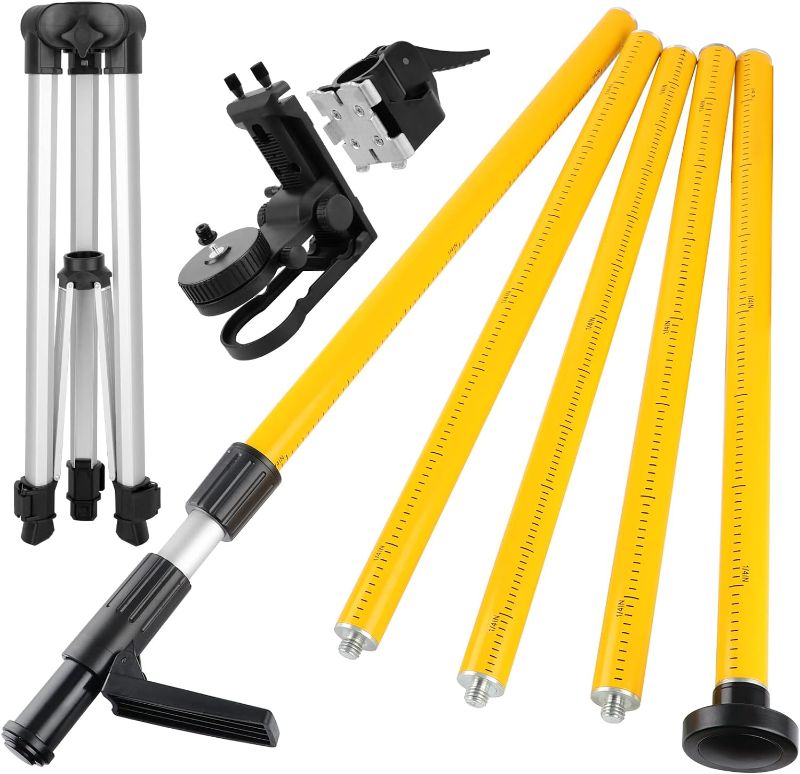 Photo 1 of Laser Level Pole, Firecore Upgraded 12 ft. Telescoping Laser Pole with Tripod and Multifunctional Mounting Clamp, Adjustable Bracket with 1/4"-20 Laser Mount for Rotary and Line Laser Level- FLP370CX