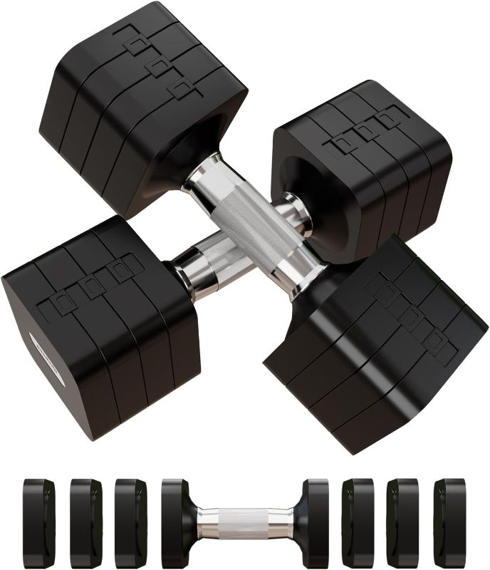 Photo 1 of 15LB 20LB 40LB 50LB Adjustable Dumbbell Set Free Weights Dumbbells Set for Women Men Hand Weights Sets Adjust Dumbbell Weight Sets for Home Gym Exercise Workout Strength Training Equipments