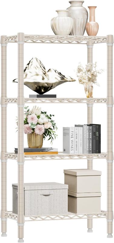 Photo 1 of 1000 lbs 4-Shelf Standing Storage Shelves Heavy Duty Metal Shelving Unit Adjustable Wire Rack for Office Garage Kitchen, Light Tan 11.8 D x 23.6" W x 47.5" H