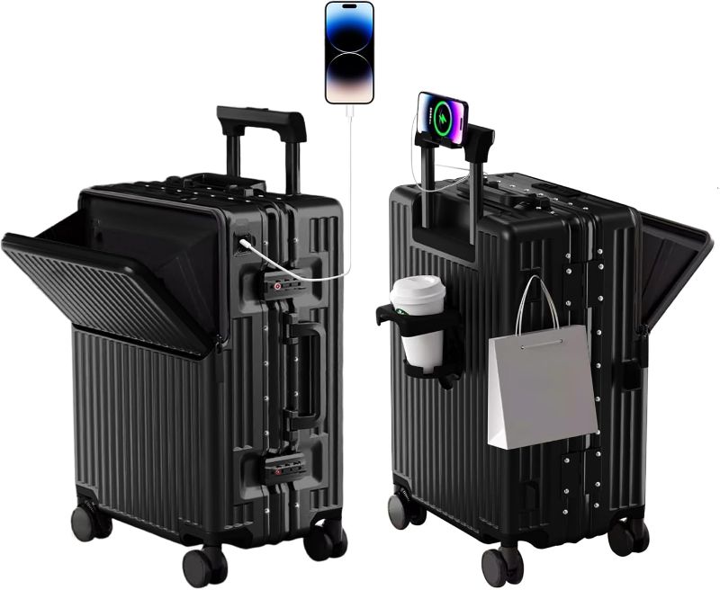 Photo 1 of Zipperless Luggage, 22x14x9 Aviation Certified, Polycarbonate Aluminum Hardshell, Expandable Carry-On Luggage with Spinner Wheels, Hardshell Luggage, 20 Inch Cabin