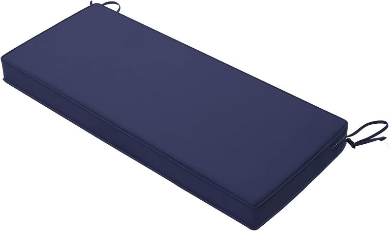 Photo 1 of Favoyard Outdoor Bench Cushion 42 x 18 Inch Waterproof Patio Furniture Cushions 3-Year Color Fastness Garden Sofa Settee Couch Swing Pads with Handle and Adjustable Straps, Blue
