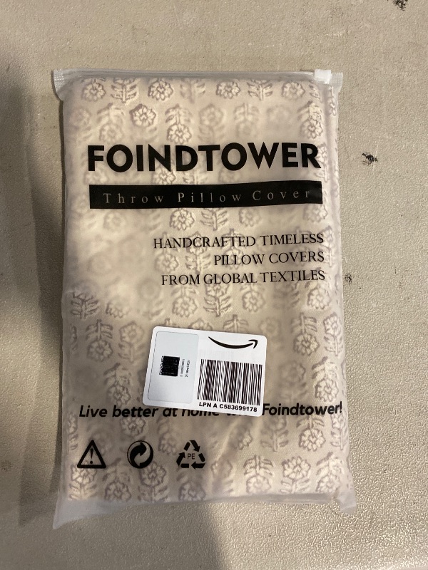 Photo 1 of Foindtower Set of 2 Decorative Neutral Floral Print Throw Pillow Covers Vintage Accent Farmhouse Cushion Covers Boho Home Decor for Sofa Couch Chair Bedroom Living Room,22×22 Inch,Ivory Beige