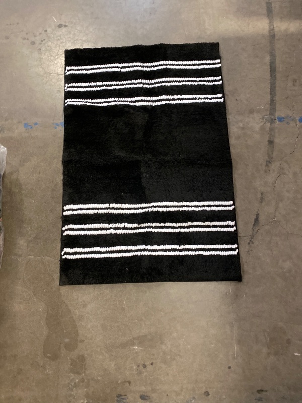 Photo 1 of Bathroom Rugs Non Slip Washable 24x17, Ultra Soft Super Absorbent Bath Rugs for Bathroom Floor, Shaggy Chenille Bath Rug, Microfiber Plush Quick Dry Bath Mat for Bathtub, Sink and Shower, Black