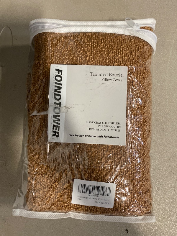 Photo 1 of Foindtower Accent Solid Pillow Cases Textured Boucle Throw Pillow Covers Cozy Modern Decorative Couch Cushion Case for Chair Sofa Bed Living Room Home Decor, Pack of 2, 18 x 18 Inch,Tobacco