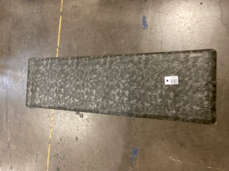 Photo 1 of J&V TEXTILES Medallion Embossed Cushioned Anti-Fatigue Kitchen Floor Mat - Thick Non-Slip Waterproof Heavy Duty Foam Standing Rug (Charcoal Gray, 17" X 60")