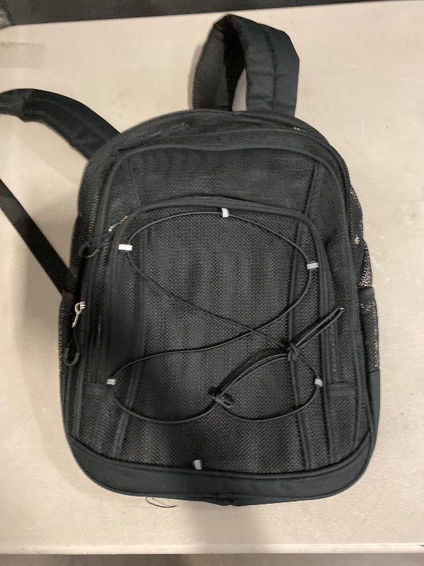 Photo 1 of Heavy Duty Mesh Backpack, See Through College Backpack, Semi-transparent Mesh Bookbag with Bungee and Comfort Padded Straps for Commuting, Swimming, Beach, Outdoor Sports