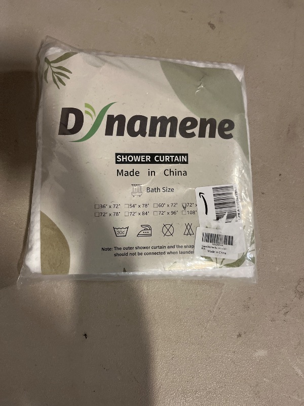 Photo 1 of Dynamene White Fabric Shower Curtain Waffle Weave Heavy Duty Hotel Luxury Cloth Shower Curtains for Bathroom, 72 Inch 256GSM Weighted Bath Curtain Set with 12 Plastic Hooks,72x72