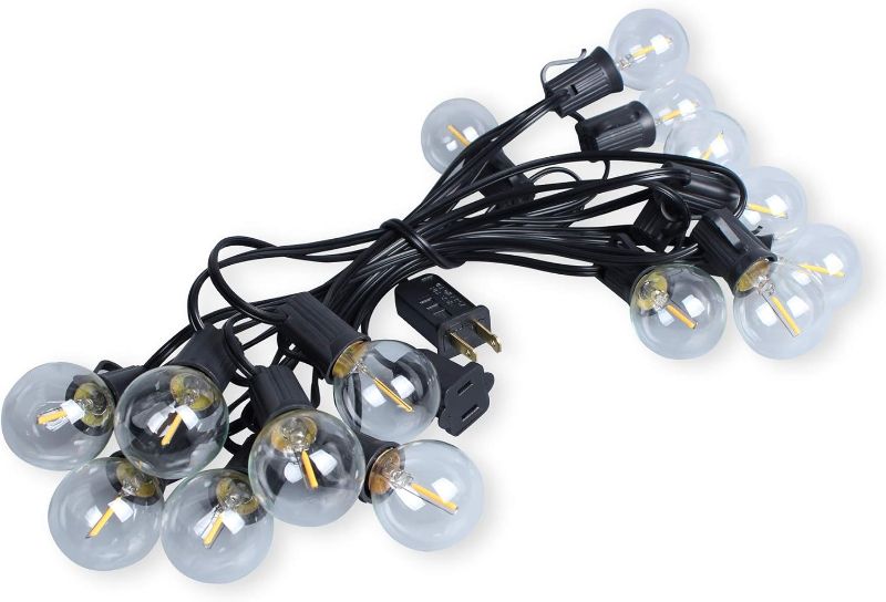 Photo 1 of 50Ft G40 Outdoor String Lights with 50 Shatterproof LED Clear Globe Bulbs for Patio, Garden, Backyard, Deck, Foot, Black