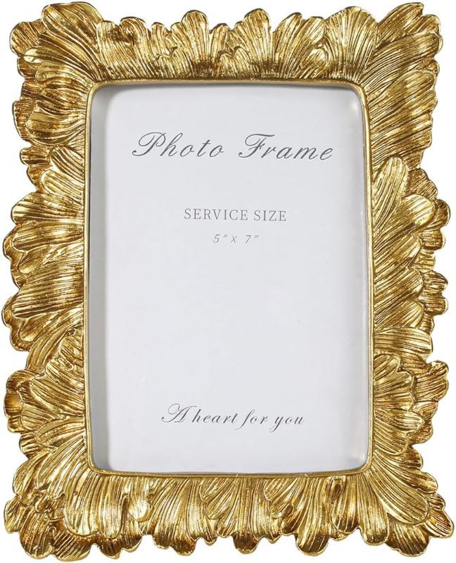 Photo 1 of 5x7 Vintage Picture Frames, Picture Frame for Table Top Display and Wall Hanging Home Decor (Gold, 5x7 Inch)