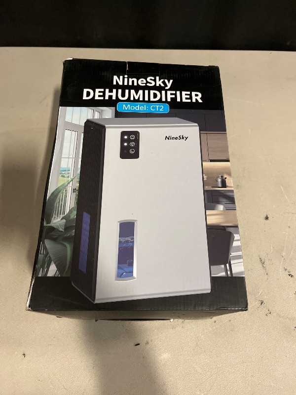 Photo 1 of NineSky Dehumidifier for Home, 95 OZ Water Tank, (1000 sq.ft) Dehumidifiers for Bathroom Bedroom Basement with Auto Shut Off,7 Colors LED Light (Zebra Blue)
