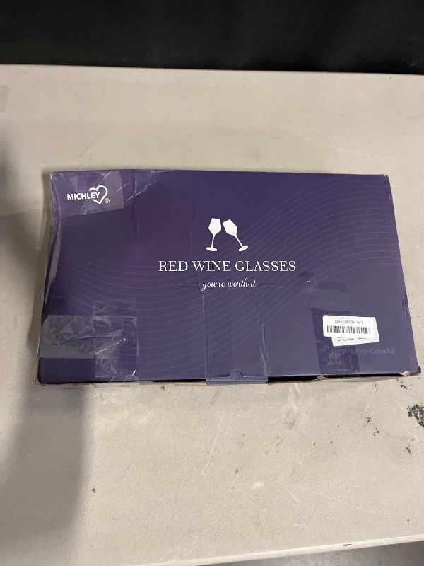 Photo 1 of Blue Wine Glass Set of 6, Colored Wine Glasses,Gift For Her, Wife, Mom Friend - Square Wine Glasses, Unique European Style Tall Drinkware - Red & White, Dinner, Color Beautiful Glassware (Blue)