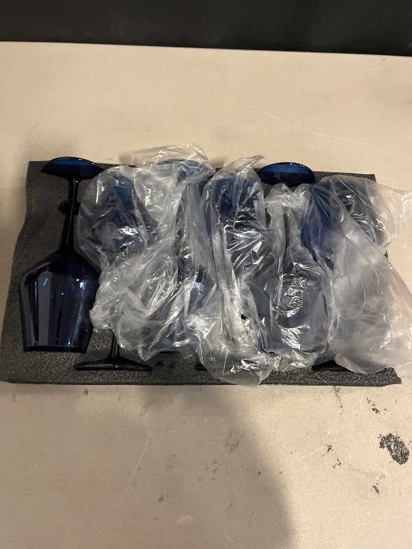 Photo 1 of Blue Wine Glass Set of 6, Colored Wine Glasses,Gift For Her, Wife, Mom Friend - Square Wine Glasses, Unique European Style Tall Drinkware - Red & White, Dinner, Color Beautiful Glassware (Blue)