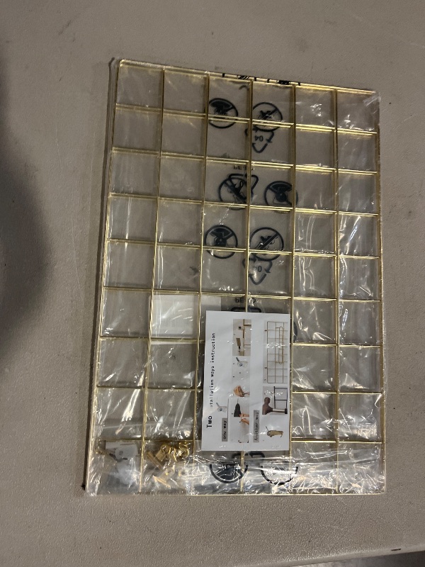 Photo 1 of Grid Wire Board,for Memo Picture Panel Wall Decoration for Room Office Mat Photo Hanging Art Display Frames Desk Storage Organizer,17.3" x 11.8"(2Pack) (Gold)