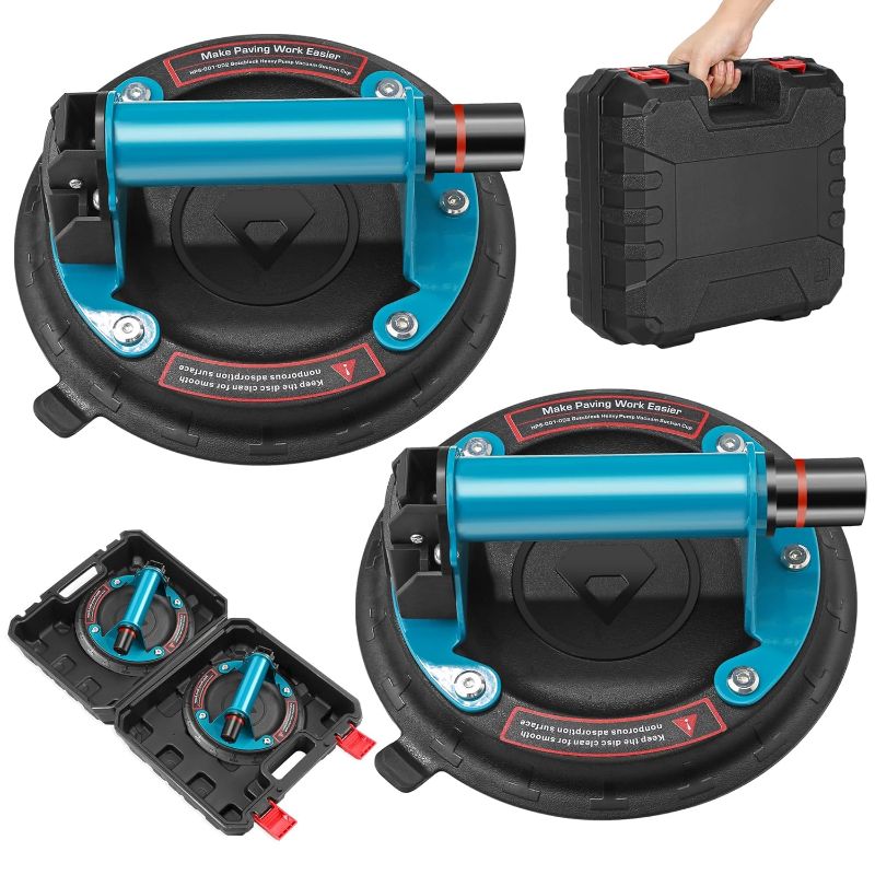 Photo 1 of 2 Pack Glass suction cups, 8" Heavy Duty Vacuum Suction Cup to Lift Large Glass with Metal Handle, Hand-held Glass Lifter for Glass, Granite, Window, 480lbs Load Capacity W/Free Carrying Case