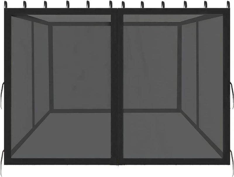 Photo 1 of Customized Replacement Mosquito Netting, Universal Gazebo Netting with Zippers for Outdoor Garden Patio Gazebo 4-Panel Screen Sidewalls, Black (Mosquito Net Only)