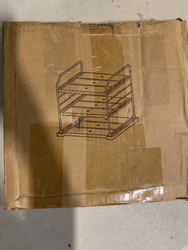 Photo 1 of EVERIE Extendable 3-Tier Holder for Heavy Items, Jars, Bottles, Cans, Plastic Bags, Wrap, Foil, Snack and Box for Kitchen,Counter, Cabinets, 11'' to 16.7'' Wide (11“ - 16.7” Wide, Piece, 1)