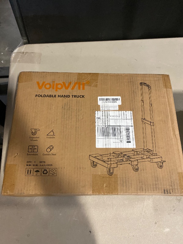 Photo 1 of Folding Hand Truck 500lbs, Portable Heavy Duty Dolly Cart, 6 Wheels Collapsible Luggage Cart with 2 Elastic Ropes - Compact Trolley Cart for Easy Moving - Ideal Hand Cart for Travel and More