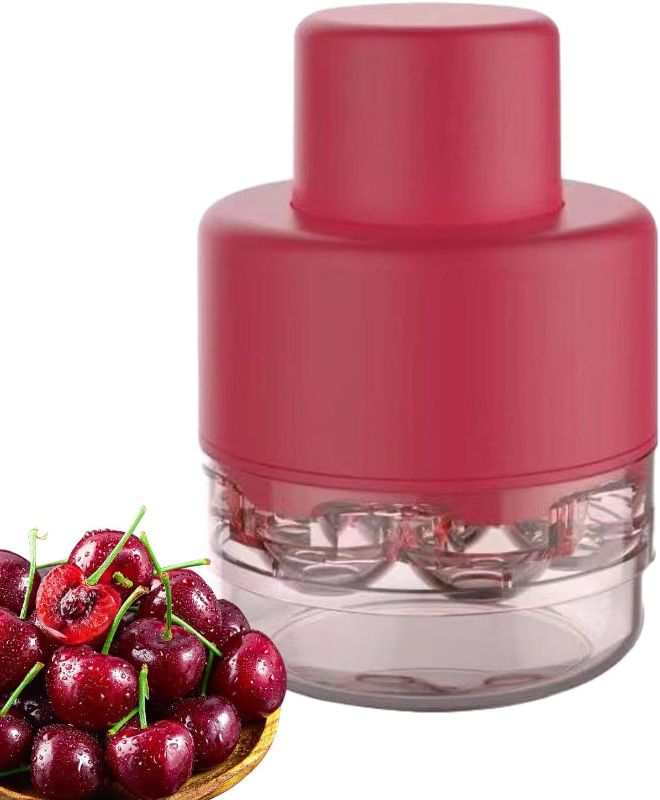 Photo 1 of Cherry Pitter - Stainless Steel 7 Hole Fruit Pit Remover, Core Remover Portable Press Cherry Pitter, Olive Tool for Cherry Jam Dessert Candied Fruit