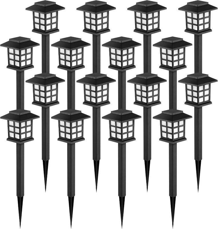 Photo 1 of GIGALUMI Solar Outdoor Lights 16 Pack LED Solar Lights Outdoor Waterproof, Solar Walkway Lights Maintain 10 Hours of Lighting for Your Garden, Landscape, Path, Yard, Patio, Driveway