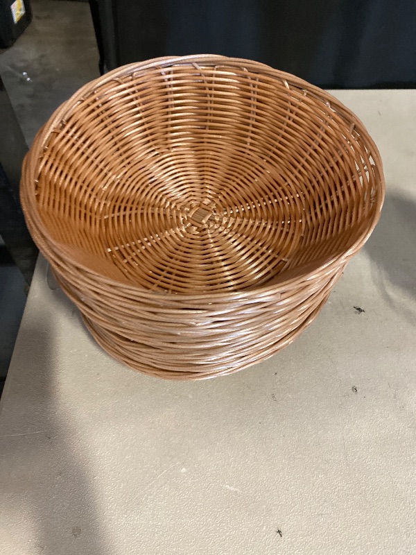 Photo 1 of Bread Basket, 11 Pack 9.45 Inch Large Gift Round Food Storage Basket Bin, Bread Container For Serving Wicker Baskets For Kitchen, Restaurant, Christmas Gifts