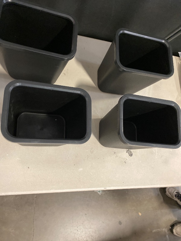 Photo 1 of Black Small Trash Can 4Pack, 2Gallon/8 L Plastic Office Trash Can Garbage Can Under Desk, Trash Cans for Bedroom, Office and Kitchen, Bathroom Trash Can Fits Narrow Space, Plastic Trash Can