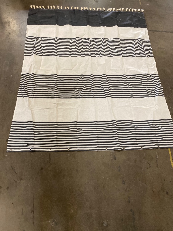 Photo 1 of bufftieo Black Shower Curtain for Bathroom Boho Linen Farmhouse Tassel Shower Curtain Set 54" x 78"