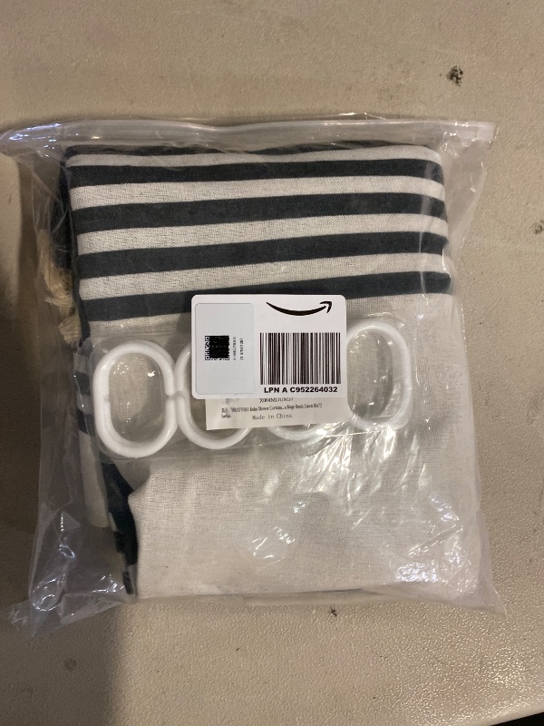 Photo 1 of bufftieo Black Shower Curtain for Bathroom Boho Linen Farmhouse Tassel Shower Curtain Set 54" x 78"