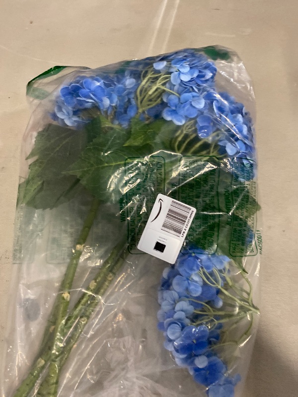 Photo 1 of 12.6'' Royal Blue Hydrangea Artificial Flowers, 6PCS Real Touch Latex Faux Hydrangeas with Short Stems for Home Decor, Party Floral Arrangements, Wedding Bouquet, Table Centerpieces