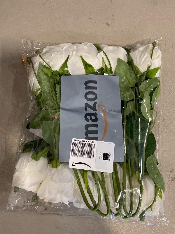 Photo 1 of Kenpal 10pack Fake Roses Artificial Flowers with Stem for Wedding Decoration Centerpieces Bouquets Well Packing(White)