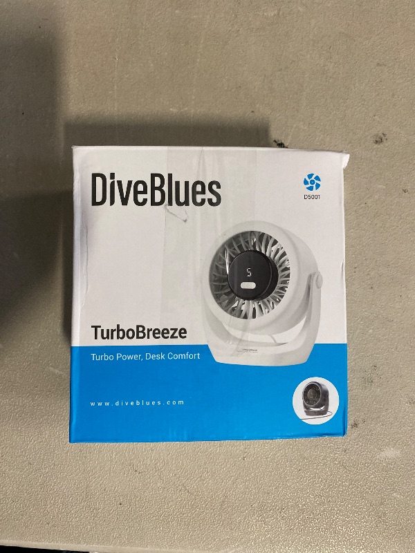 Photo 1 of Diveblues USB Desk Turbo Fan, Ultra-Quiet Mini Desk Fan, Powerful Wind, LED Display, 5 Speed, 360° Rotating Small Portable Fan for Home, Office and Outdoor Cool Tech Gadgets - TurboBreeze