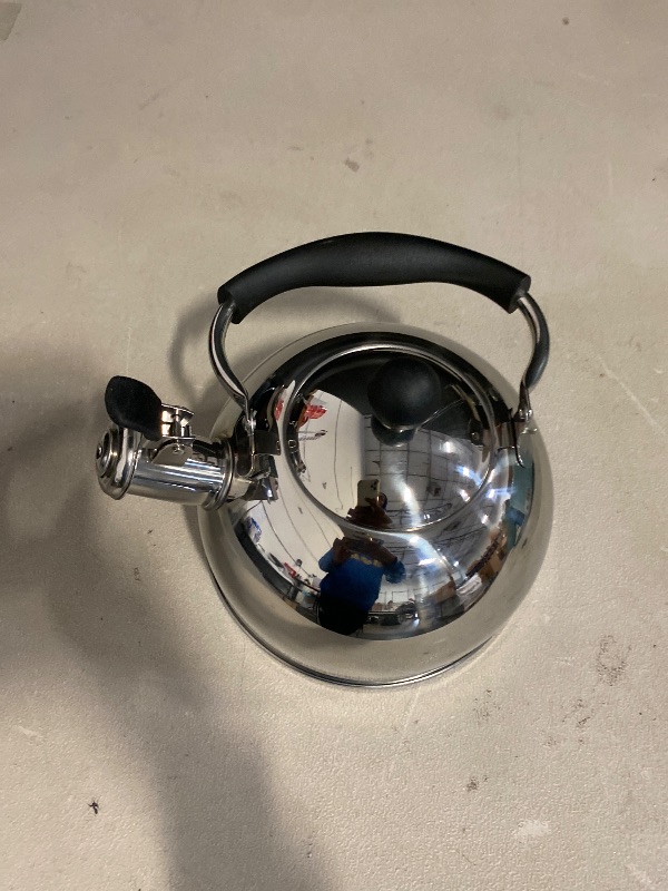 Photo 1 of Tea Kettle, 1.8L Stainless Steel Whistling Tea Kettle, Stovetop Whistling Teakettle Tea Pots for Stove Top with Ergonomic Folding Handle, Small Teapot, Water boiler for Tea, Coffee (Silver)