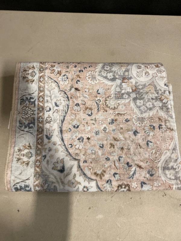 Photo 1 of 2.6'x8'Non Slip Runner Rugs - Runners for hallways, Kitchen,Entryway,Stain Resistant Washable Rugs for Bedroom, Indoor Vintage Area Rugs (Pink/Gray, 2.6'x8')