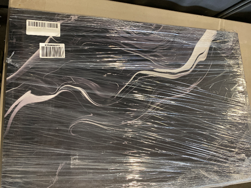 Photo 1 of Canvas Art Decor: Dynamic Swirls and Fluid Shapes in Black and White Abstract Art Decoration, Office Arts Design, Bedroom Art, Size: 91x61 cm (36x24 inch)