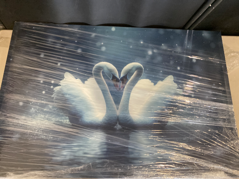 Photo 1 of Castle Fairy White Swan Large Canvas Wall Art,Romantic Valentine's Day Wall Decorations for Home,Dreamy Blooming Tulip Posters Decor Picture Paintings for Bedroom 48"X24"