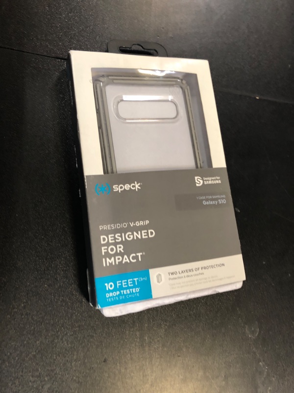 Photo 1 of Speck Products Compatible Phone Case for Samsung S10, Presidio V-Grip Case (Clear/Gray)
